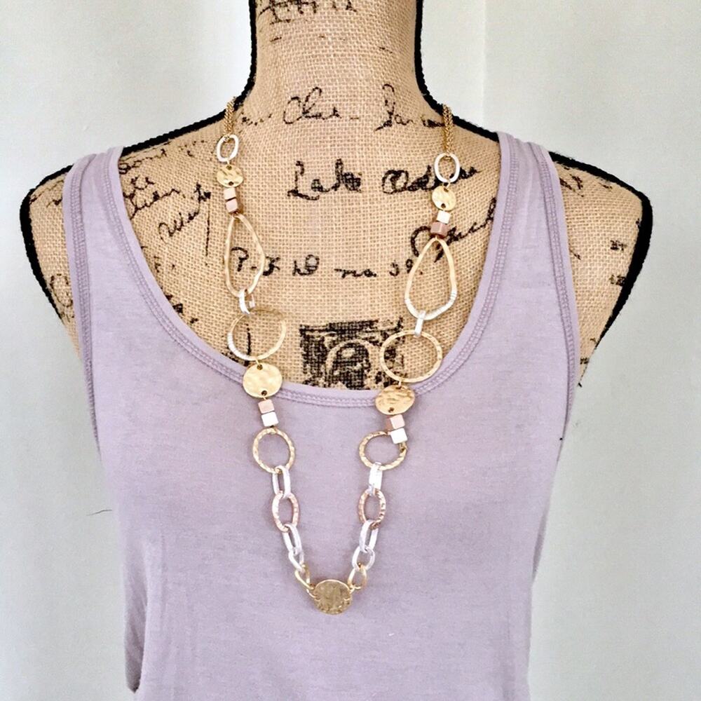 Golden Silver long necklace  new